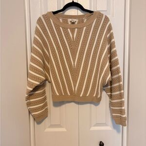 Like New - 100% Cotton RW&CO. Beige and Cream Striped Sweater
